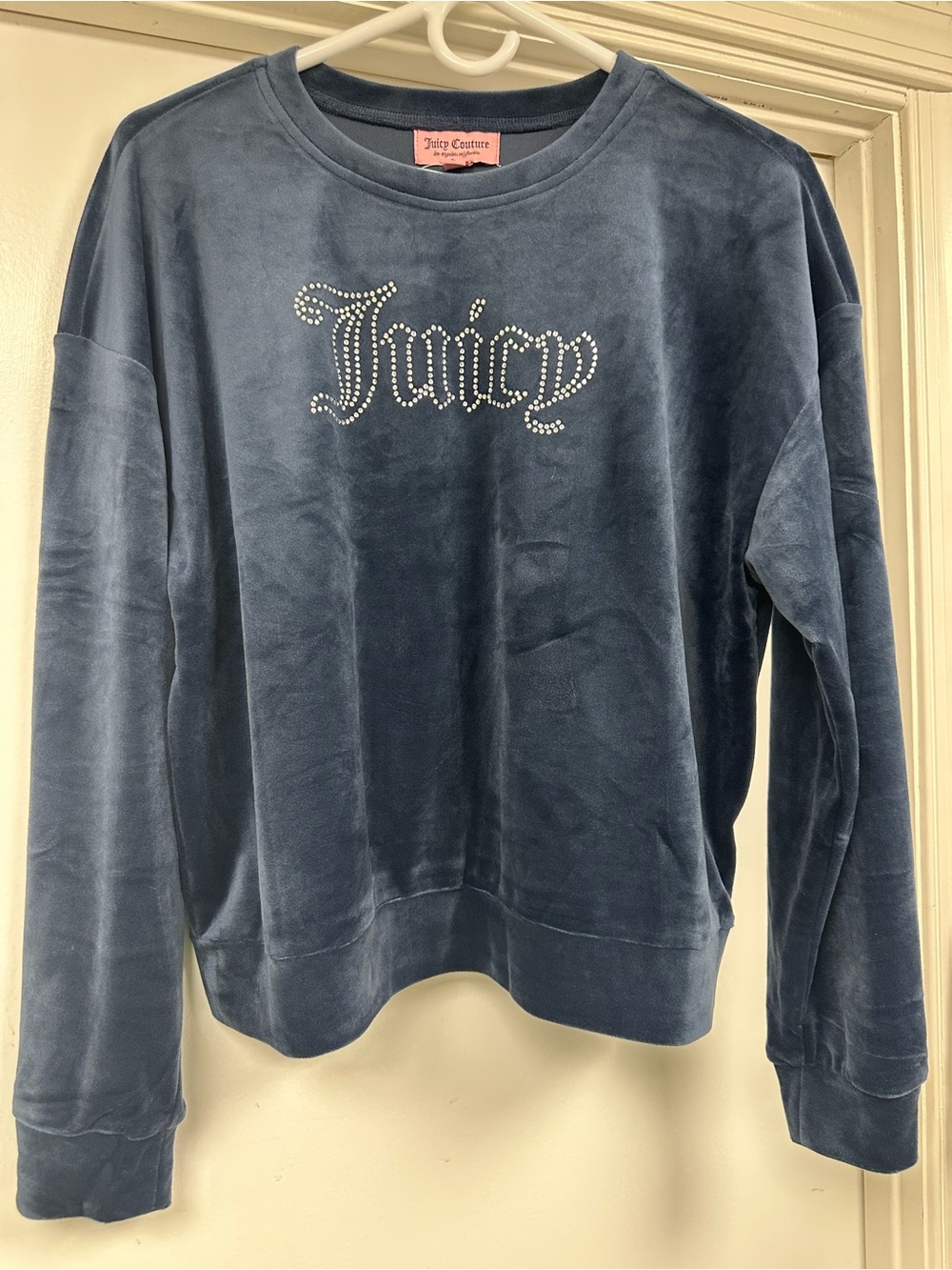 Juicy Couture Women's Blue Velour Logo Sweatshirt NWT Size L